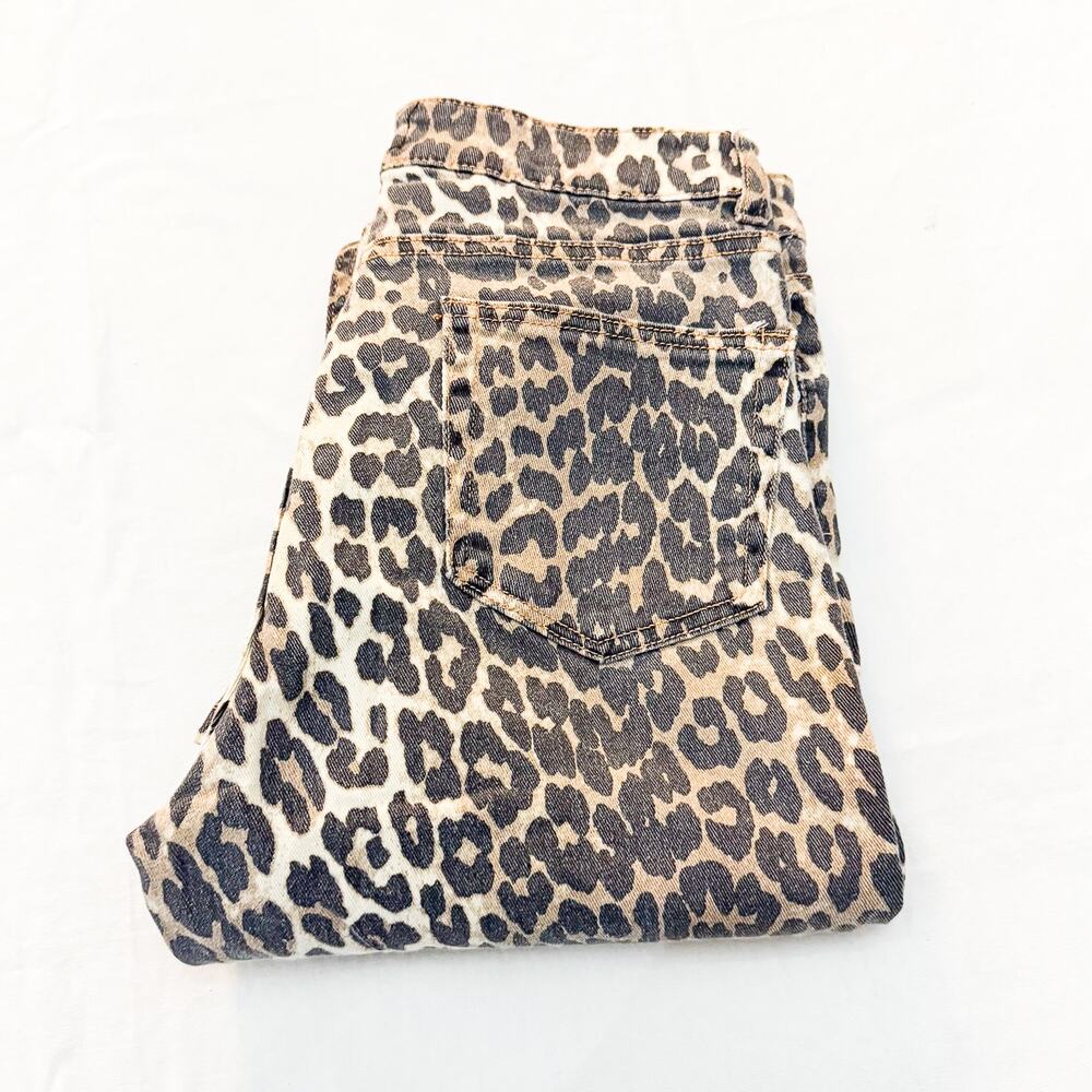 OAT Leopard Print Straight Leg Patterned Denim Jeans Size 8 / 29